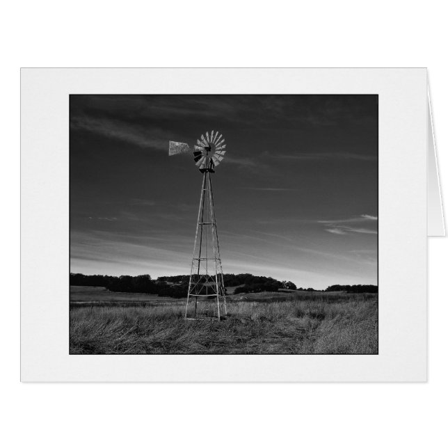 Cartão " Papais noeis Rosa Plateau Windmill " Preto e Bra (Frente horizontal)