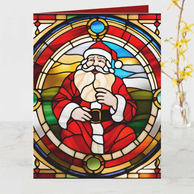 Cartão Papais noeis Sentados De Vidro Mantidos (Flor Amarela)