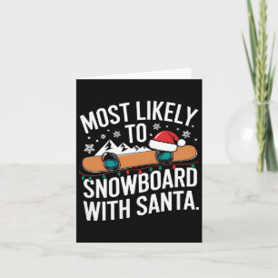 Cartão Papais noeis Snowboard de Natal Humor Esportivo de