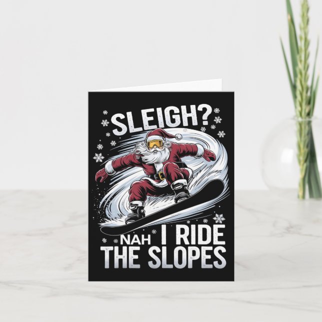 Cartão Papais noeis Snowboarder No Snowboard Eu Passo (Frente)