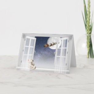 Cartão Papais noeis Suspendem na janela aberta