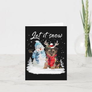 Cartão Papais noeis Yorkipoo Cão Natal Snowman Xmas Pajam