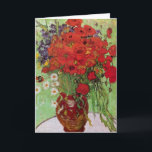 Cartão Papas vermelhos e margaridas por Vincent van Gogh<br><div class="desc">Ainda com vida: Poppies vermelhos e margaridas de Vincent van Gogh é um apos impressionismo de arte vintage que ainda vive pintura floral. Um belo buquê de flores vermelhas de papoila e flores margaridas brancas frescas do jardim em um vaso decorativo. Sobre o artista: Vincent Willem van Gogh (1853-1890) foi...</div>