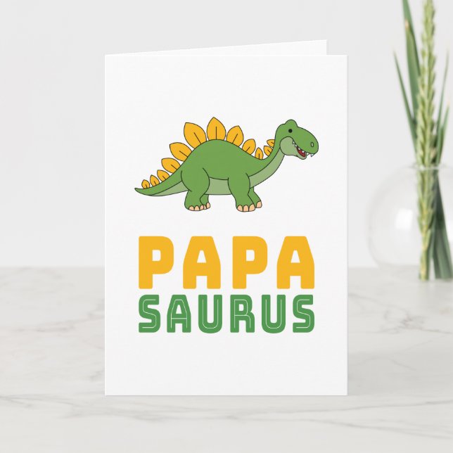 Cartão Papasaurus Dinosaur Estegossauro Dia dos Pais (Frente)