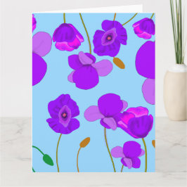 Cartão Papaver Poppy Lilac sobre fundo azul pálido