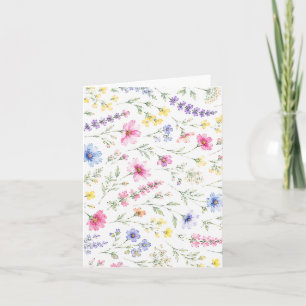 Cartão Papel de Carta de Flor Silvestre Aquarela