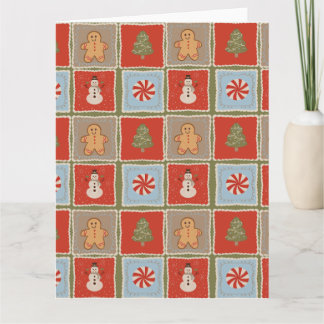 Cartão Papel de Parede de Azulejo de Natal Quiltado