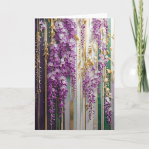 Cartão Papel de Parede Florido Violeta Dourado Wisteria