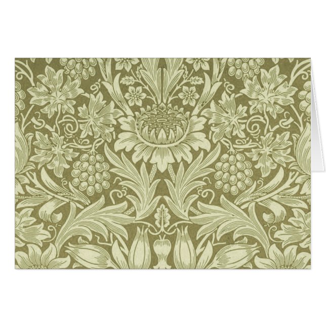 Cartão Papel de Parede Girassol de William Morris em Oliv (Frente Horizontal)