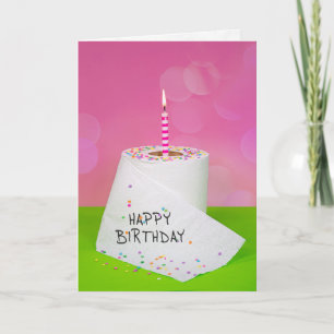 Cartão Papel higiênico de aniversário com vela