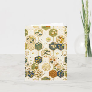 Cartão Papel Washi Japonês Padrão Hexágono Sa Sem Costu