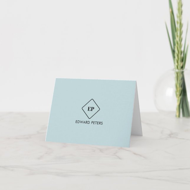 Cartão Papelaria Personalizada com Monograma Minimalista  (Frente)