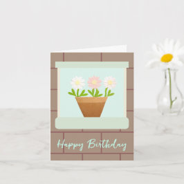 Cartão Paper Craft Daisies at House Window Birthday Card