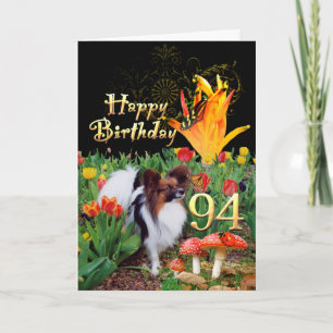 Cartão Papillion dog Happy Birthday card Idade específic