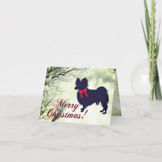 Cartão Papillon Dog Merry Christmas Card