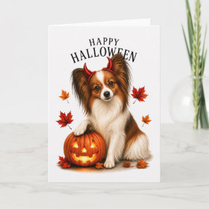 Cartão Papillon Halloween Diabo Cão