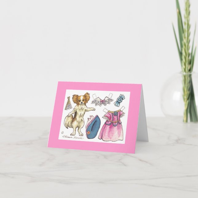Cartão Papillon paper doll note card (Frente)