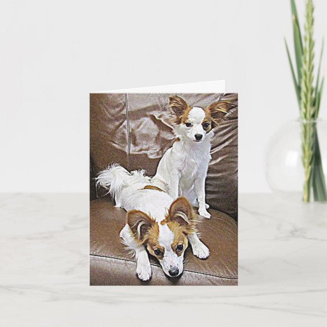 Cartão Papillon Puppies 6 Months Note Card (Frente)