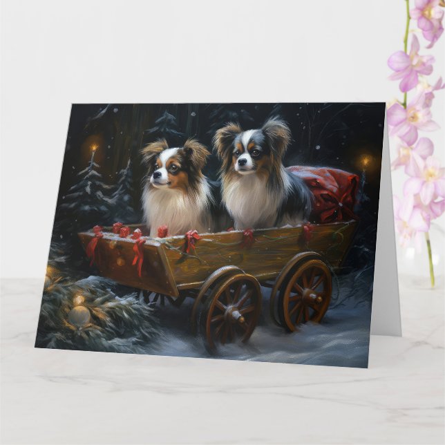 Cartão Papillon Snowy Sleigh Decoração de Natal (Orquídea)