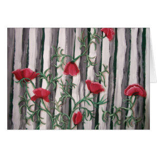 Cartão Papoilas em uma cerca