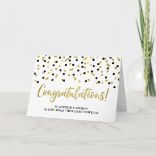 Cartão Par Casamento Parabéns Dourado Preto