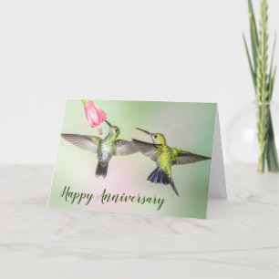 Cartão Par de Beija-flores Feliz Aniversário Personalizad