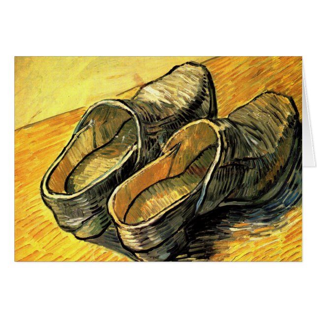 Cartão Par de Couro Clogs de Vincent van Gogh (Frente Horizontal)