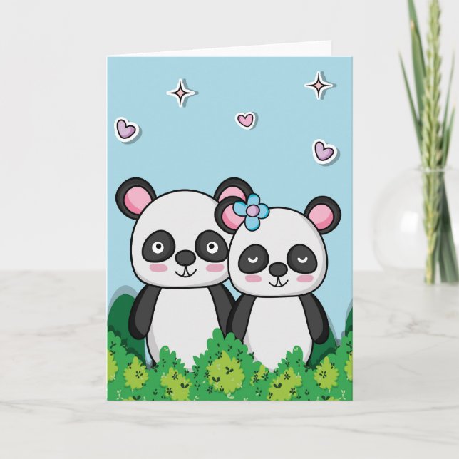 Cartão Par de Pandas (Frente)