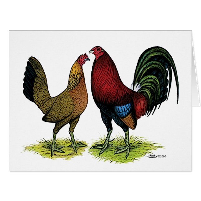 Cartão Par Gamefowl (Frente horizontal)