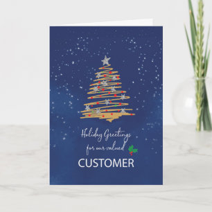 Cartão Para a Árvore de Natal do Cliente no Marinho