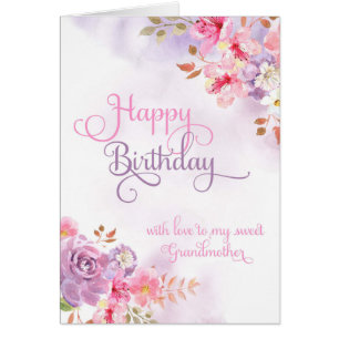 Cartão Para a avó, parabéns, aquarela