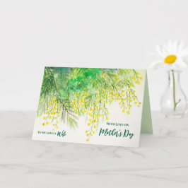 Cartão Para a esposa no Dia de as mães Yellow Mimosa Pers
