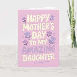 Cartão Para a Filha Feliz Dia das Mães Flores Roxas