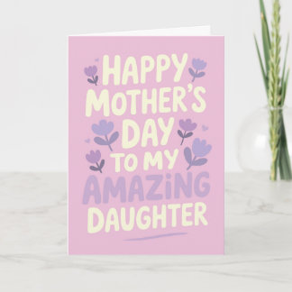 Cartão Para a Filha Feliz Dia das Mães Flores Roxas