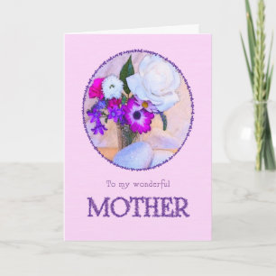 Cartão Para a mãe, aniversário com pintura floral