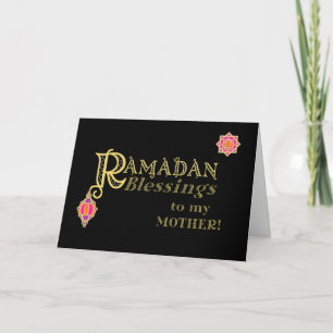 Cartão Para a Mãe Ramadã Bênçãos Douradas em Preto