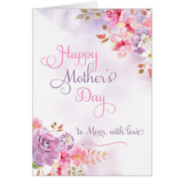 Cartão Para a mamãe com amor, Dia de as mães feliz aquare