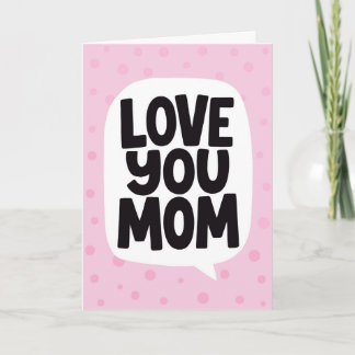 Cartão Para a Mamãe Te Amo Rosa Vibrante Letreirado à Mão