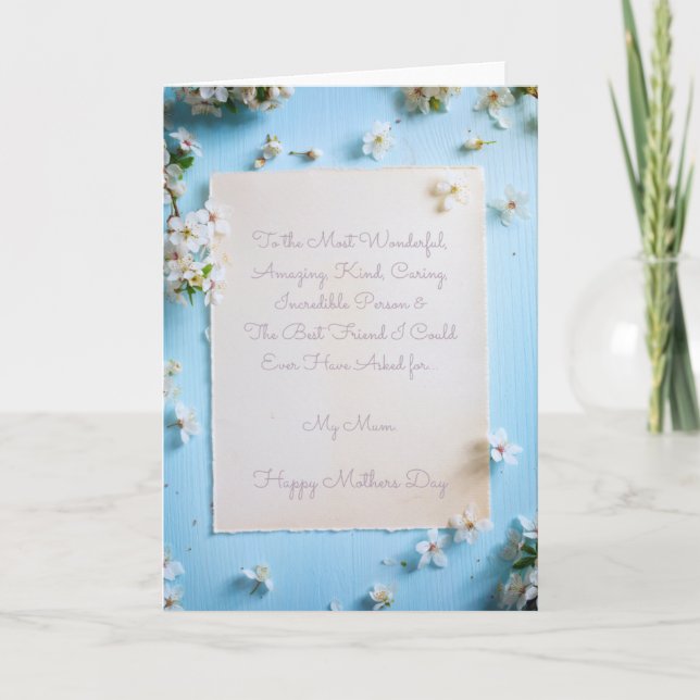 Cartão Para a minha maravilhosa Mãe de Dia de as mães (Frente)