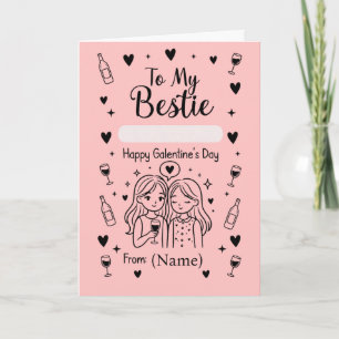 Cartão Para a minha melhor amiga no Dia de Galentine