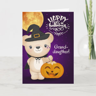 Cartão Para a neta da bruxa do Urso de Halloween