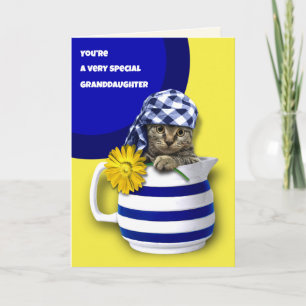 Cartão Para a neta no Dia de as mães. Gatinho Gato