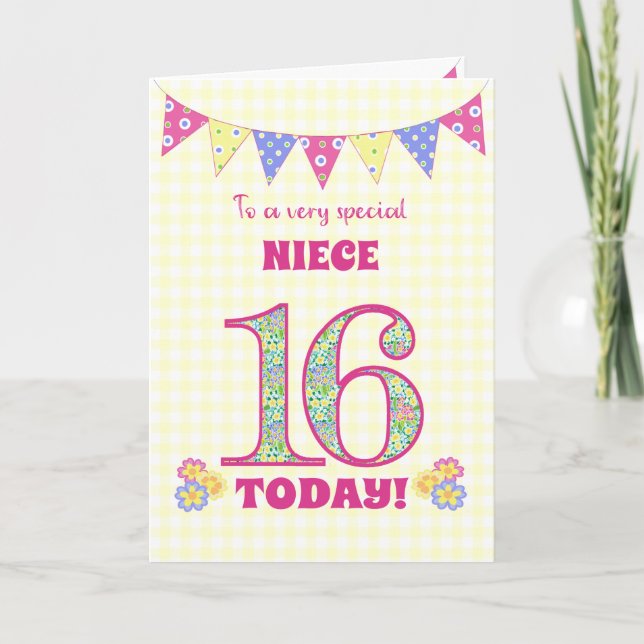 Cartão Para a Niece 16.ª Bolsa de Aniversário (Frente)