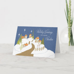 Cartão Para a Realtor Christmas Cozy Houses em neve