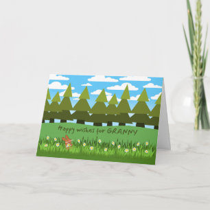 Cartão Para a vovó Aniversário, coelhinha bonitinha com m