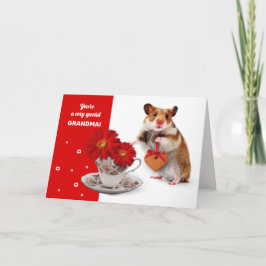 Cartão Para a vovó no Dia de as mães. Engraçado Hamster