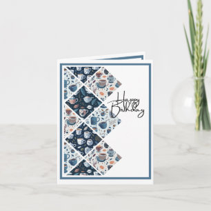 Cartão Para Amantes de Café e Chá - Azul - Aniversário