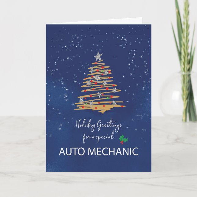 Cartão Para Árvore de Natal Mecânica Automática no Marinh (Frente)