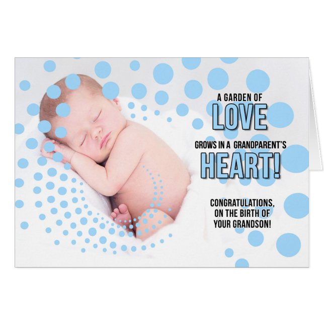 Cartão para Avós no Nascimento de um Azul neto (Frente Horizontal)