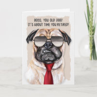 para Boss Retirement Funny Pug Dog Red Necktie